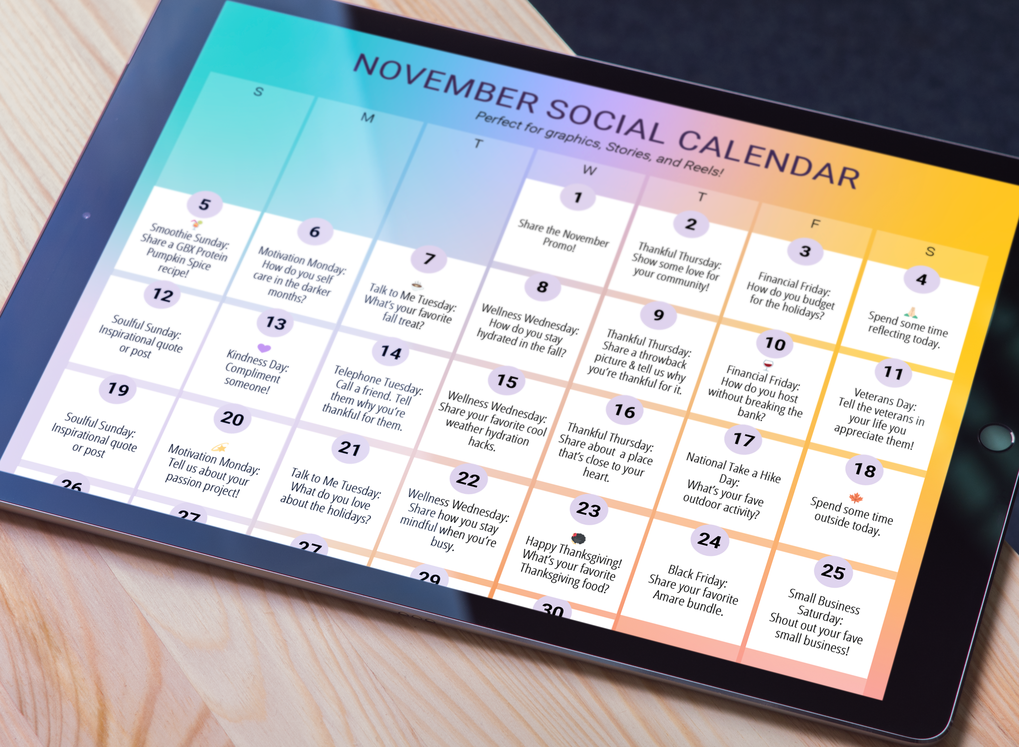 November Social Calendar